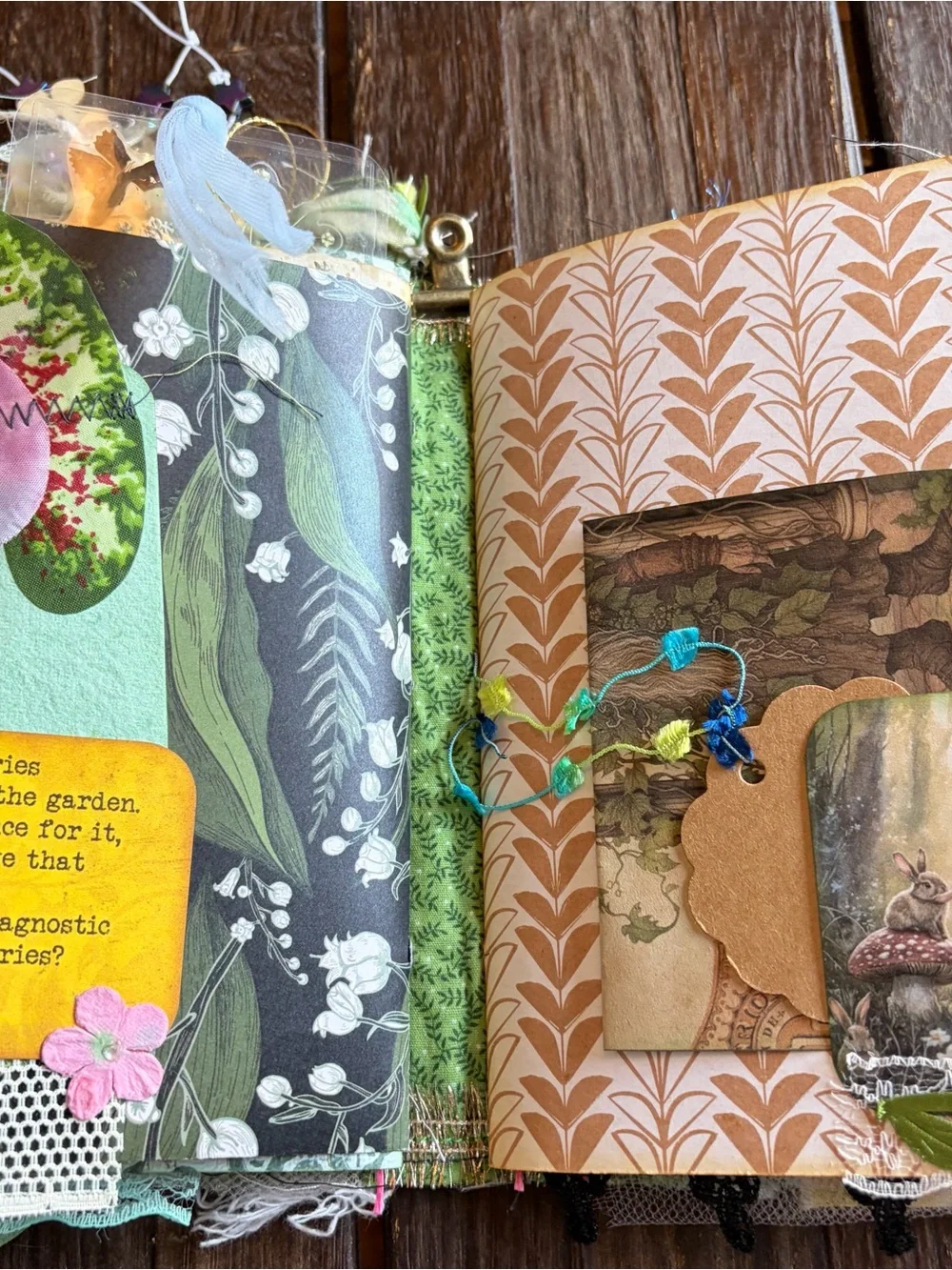 Fairy Junk Journal Gold Floral Denim Boho Grungy Decorated 3 Sig Softcover